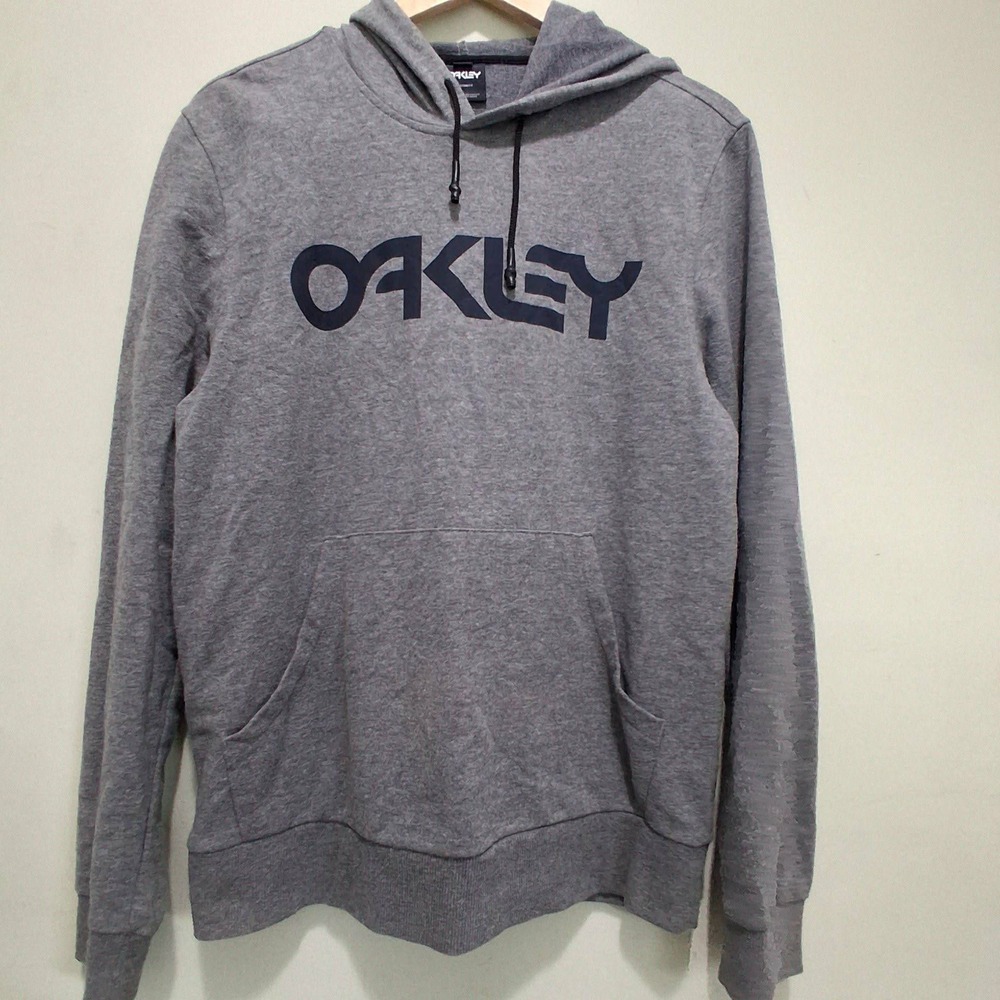 Oakley Mens Custom Fit Logo Pullover Hoodie Heather Gray Sweatshirt Size M
